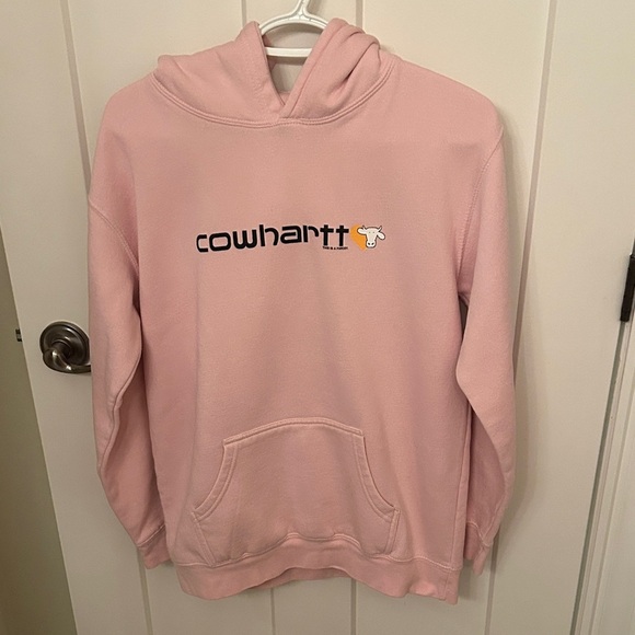 MillTex Tops - Pink Cows “cowhartt” Women's Hoodie Sweater, size XL